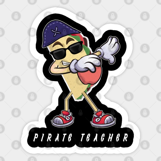 Funny Pirate Teacher Taco Lover Tshirt Halloween apple & hat Sticker by kaza191